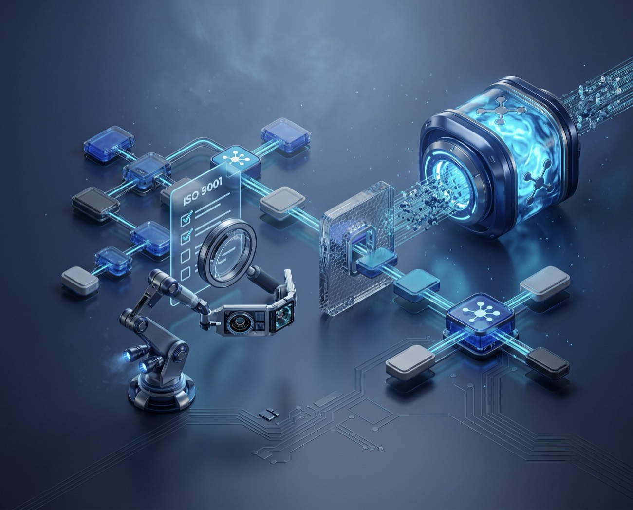 Diagrama isométrico del método NOVAIA: diagnóstico, priorización e implementación con inteligencia artificial y software a medida